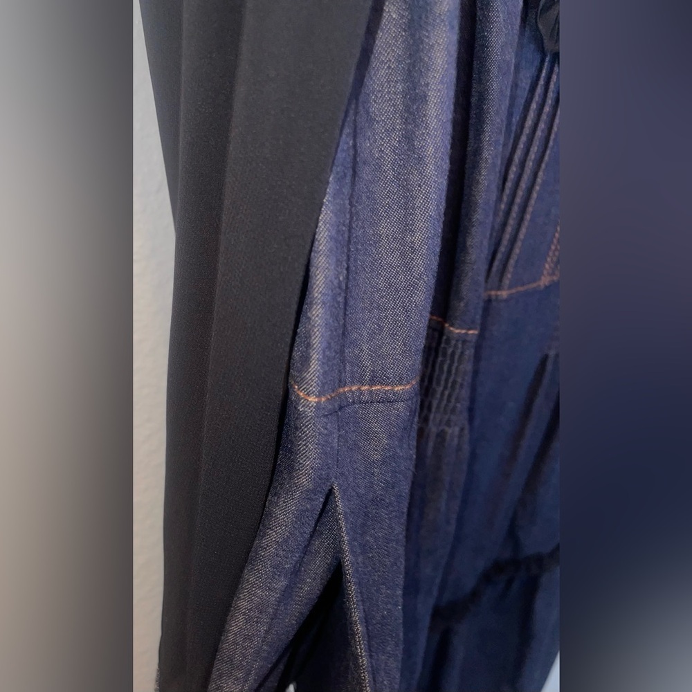 Chic Black and Blue Long Sleeve Denim A line Western Dress - Picture 6 of 8